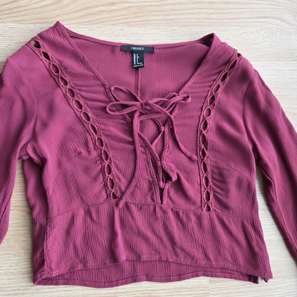 FOREVER21 Red Ruffle Top - Picture 2 of 7